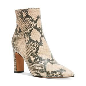 STEVEN Womens Beige Snake Print Jenn Toe Sculpted Heel Leather Booties 6.5 M